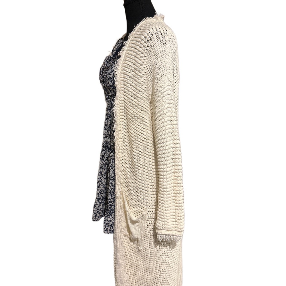 FREE PEOPLE Woodstock Longline Cardigan In Ivory - Picture 6 of 9